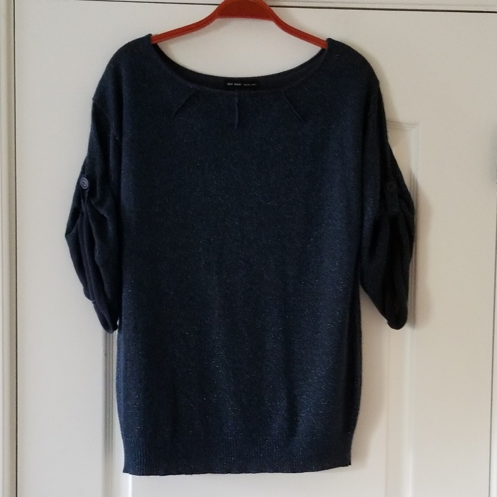 New York & Company Metallic Blue Blouse